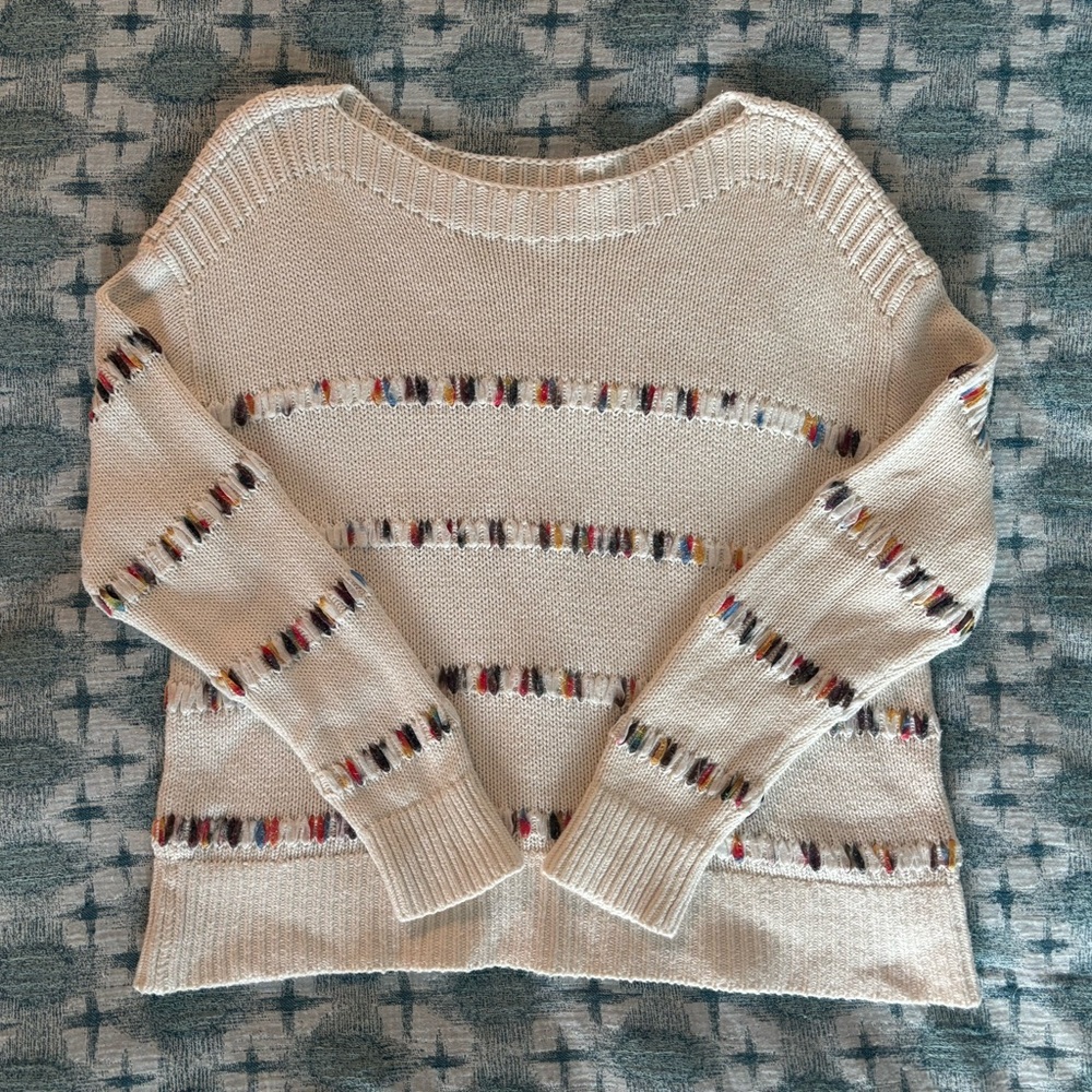 Lou & Grey Cream Multicolor Women's Sweater
